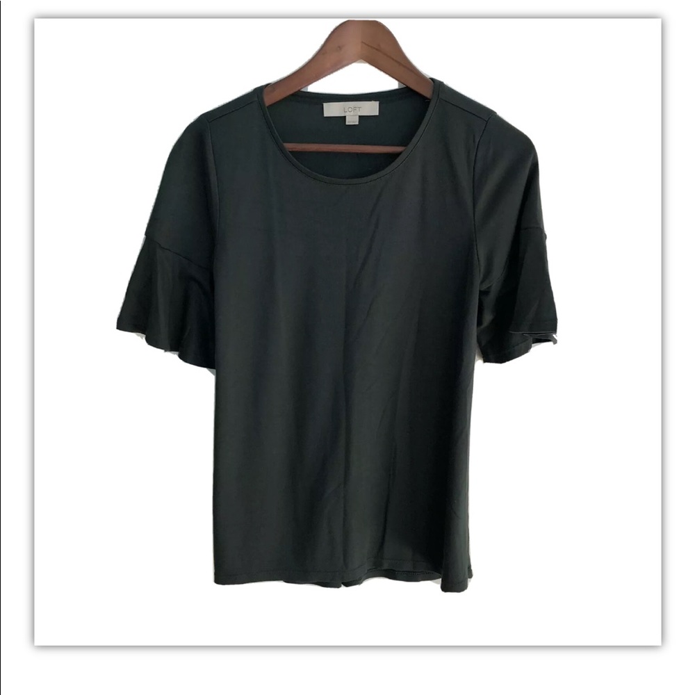 Ann Taylor LOFT Flutter Sleeve Blouse -XS Green
